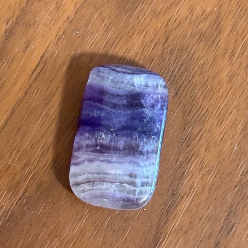 Natural Purple Fluorite Pendant, Large Genuine Gemstone Rectangular Pendant - Picture 2 of 13